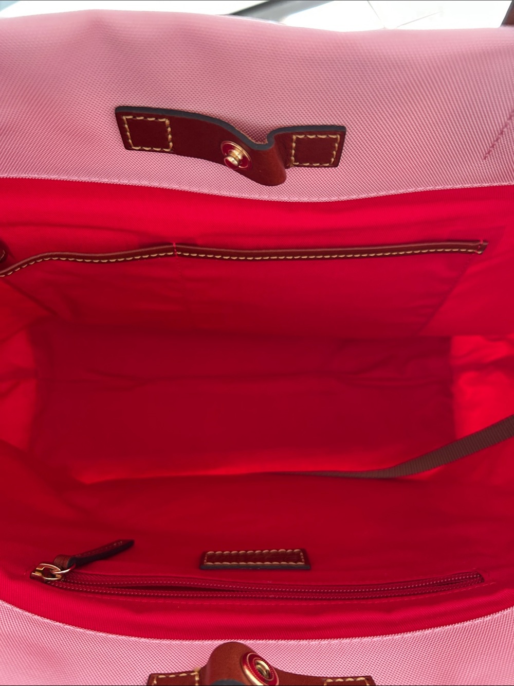Dooney & Bourke Light Pink Tote with Brown Leather Trim - Picture 4 of 9